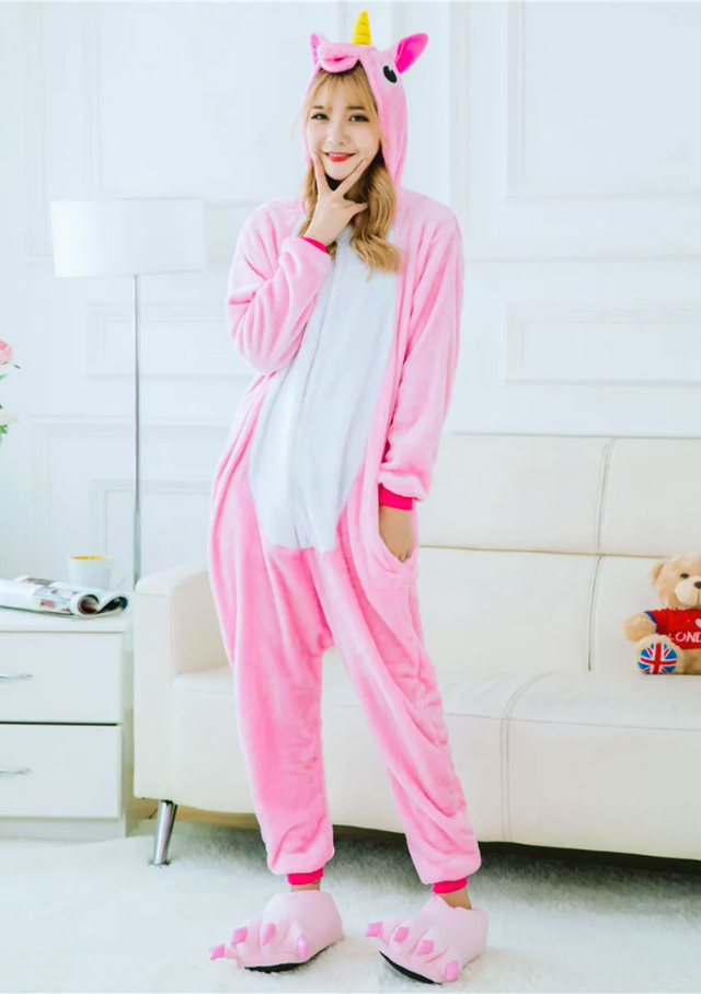 Kit Pijama Unic rnio Rosa com Pantufa Kigurumi