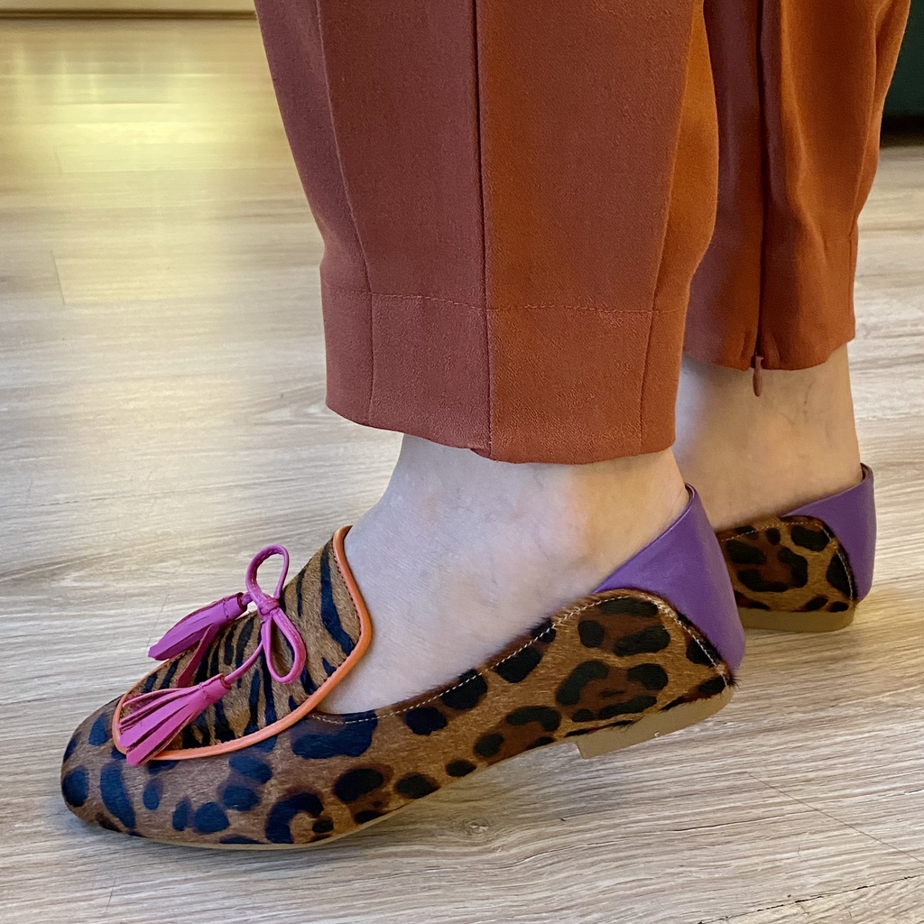 Mocassim feminino animal print 2025