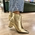Bota Couro Salto Médio Bico Fino Dourada - PARO BRASIL - Quattro Calçados - Loja Online de Calçados Femininos em BH