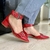 Sapato Vermelho Couro Bico Fino Quattro na internet