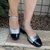 Sapato Boneca Salto Baixo Preto e Prata Quatttro na internet