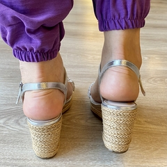 Anabela Cristais Prata e Salto Corda DI VALENTINI - Quattro Calçados - Loja Online de Calçados Femininos em BH