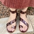 Sandália Rasteira Couro com Placas Bordô - Quattro Calçados - Loja Online de Calçados Femininos em BH