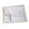 Kit Batismo Branco: toalha, mini terço, vidrinho