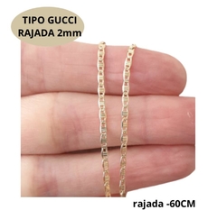 Corrente Tipo Gucci Rajada 2mm Folheada Ouro 60cm-F09/60-D