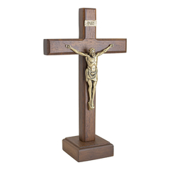 Crucifixo de Madeira com Aplique OV p/ Mesa 20cm OURO VELHO - MK20110OV - comprar online