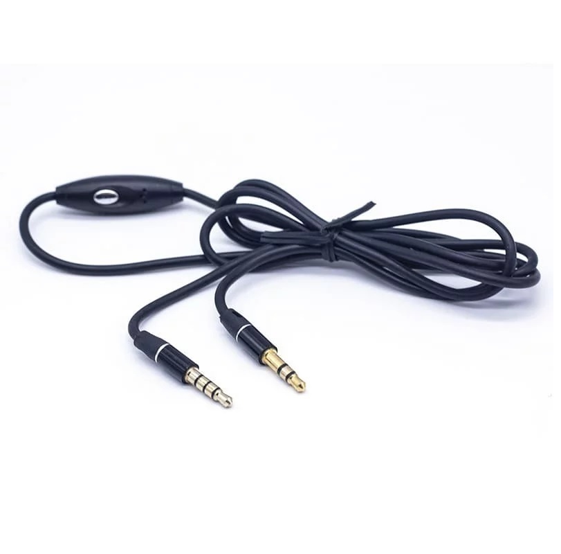 Cable De Audio Auxiliar Con Microfono Miniplug 3.5 M A Miniplug 3.5 M 1Mts  Para Auricular