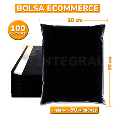 SOBRES BOLSAS E-COMMERCE C/ADHESIVO 20x30 90 MIC. NEGRO x100
