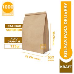 Bolsas para delivery -36x26x13 - Kraft Marrón N4 - tienda online