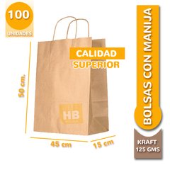 Bolsas con manija retorcida 50x45x15 - Kraft Marrón - tienda online