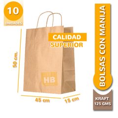 Bolsas con manija retorcida 50x45x15 - Kraft Marrón - comprar online