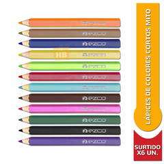 Lapices De Colores Cortos Mito X6 Unidades Cuerpo Plástico en internet