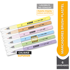 Marcadores Fibras Brush Colores Pastel Punta Pincel X6un - comprar online
