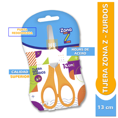 Tijera Para Zurdos Escolar Zona Z Ezco 13cm Punta Redondeada - comprar online