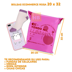 Bolsa Sobre Ecommerce C Adhesivo 20x32 "YENDO NO, LLEGANDO" ROSA CON FUCSIA - comprar online