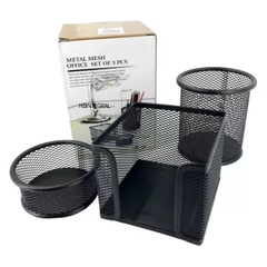 Kit Organizador Escritorio Oficina 3 Piezas Metal Calado - comprar online