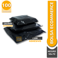 SOBRES BOLSAS E-COMMERCE C/ADHESIVO 50x70 90 MIC. NEGRO x100 en internet