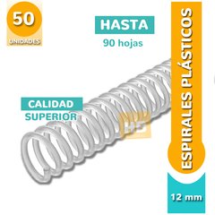 ESPIRALES PVC P/ ANILLADOS 12 MM - 90 HJS PACK x50 - comprar online