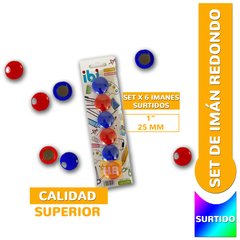 Imán redondo 1" 25 mm x 6 unidades, surtidos - comprar online