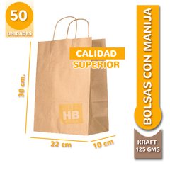 Bolsas con manija retorcida - 30x22x10 - Kraft Marrón en internet