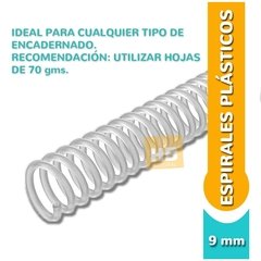 Espirales para encuadernar medida oficio de 9 mm x 50 un. en internet