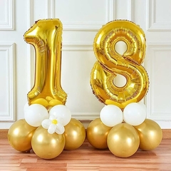 Imagen de Globos De Numero 0 Al 9 Color Dorado Oro Premium 80cm 32 Pulg