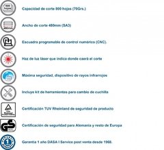 GUILLOTINA ELECTRICA DASA 800 HJS AUTOMATICA 475mm en internet