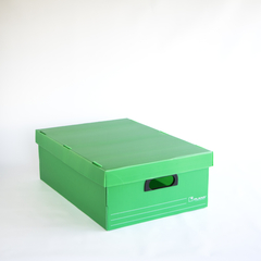 CAJA ARCHIVO PLASTICO PLANA 802 CON TAPA 55x38x19,5 cm - Pack x10 unidades