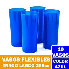 Vasos Colores Trago Largo PP Descartables Opacos y Traslúcidos 280cc