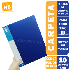 CARPETA CON FOLIOS OFICIO 10 FOLIOS - HB Integral - Todo en un solo lugar!