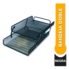 Bandeja Metalica Doble 2 Piso Para Escritorio Negra 35x13x25