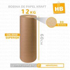 BOBINA PAPEL KRAFT MADERA 80GRS 60 CM X12 KG