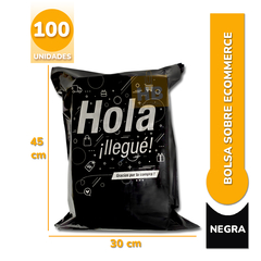 Bolsa Sobre Ecommerce C Adhesivo 30x45 "hola llegué" negro con plata - comprar online