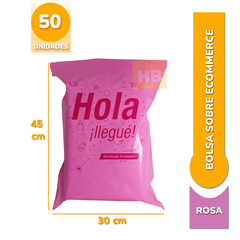 Bolsa Sobre Ecommerce C Adhesivo 30x45 Calidad Superior "hola ya llegué" ROSA CON FUCSIA