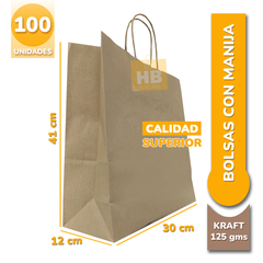 Bolsas con manija retorcida 41x30x12- Kraft Marrón en internet