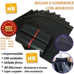 SOBRES BOLSAS E-COMMERCE C/ADHESIVO 50x70 90 MIC. NEGRO x100 - comprar online