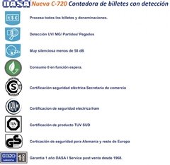 CONTADORA DE DINERO DASA C720 PRO - DETECTOR FALSOS - comprar online