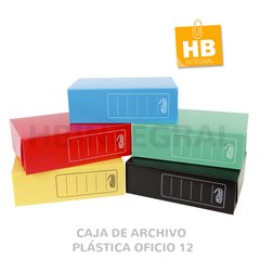 CAJA ARCHIVO PLASTICO PLANA OFICIO 12 36x25x12 cm COLORES CLASICOS