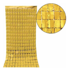 Cortina Metalizada Cuadrados Brick Wall Shimmer Cotillon - comprar online