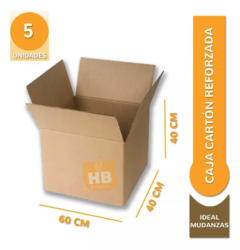 CAJA CARTON EMBALAJE MUDANZA 60X40X40 cm - HB Integral - Todo en un solo lugar!