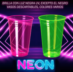 Vasos 300cc Plástico Descartable Colores Neon Brilla Oscuridad