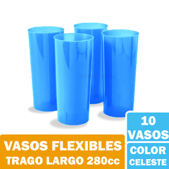 Vasos Colores Trago Largo PP Descartables Opacos y Traslúcidos 280cc en internet