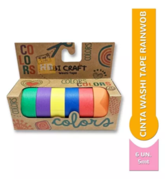 WASHI TAPE "RAINBOW" BOX - 6 ROLLOS de 5 mts