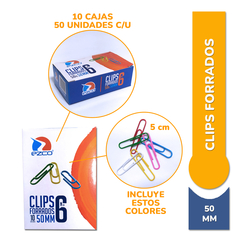 Broche Clips Forrados N6 50mm Caja X500 Unid - 10 Cajas - comprar online