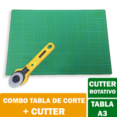 Base Plancha Tabla De Corte A3 45x30 Cm + Cutter Rotativo
