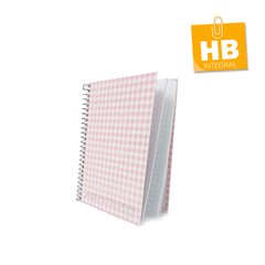 Cuaderno Con Espiral 16x21 Cm Tapa Dura Rosa Cuadros 96 Hjs