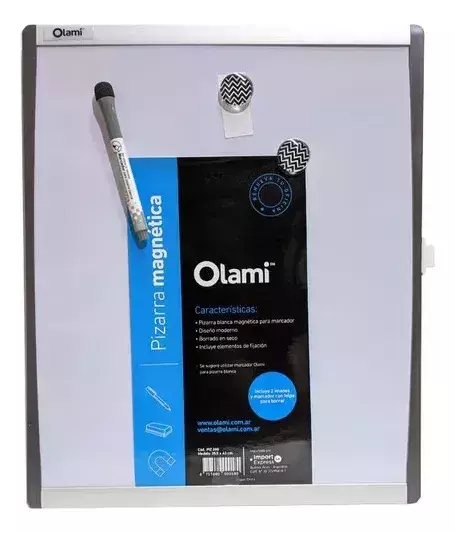 Pizarra Blanca Magnetica Olami 43x58 Cm + Imanes + Marcador