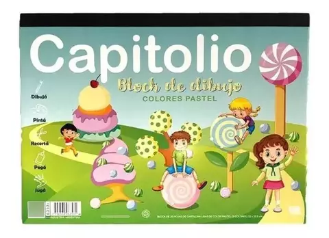 Block De Dibujo Capitolio 20 Hojas N° 5 Colores Pastel - Husares