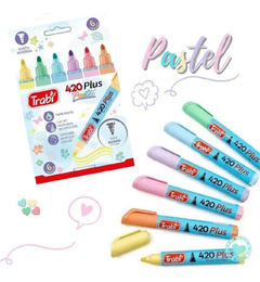 Marcadores Trabi 420 Al Agua Caja X 6 Colores Pasteles Surtidos - tienda online
