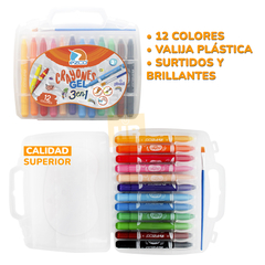 Crayones Gel Ezco 3 En 1 Acuarelables X12 Colores + Pincel - comprar online